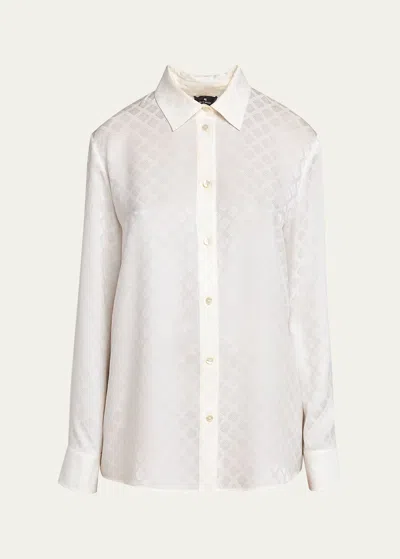 Etro Geometric Button Down Silk Top In W3789