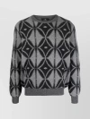 ETRO GEOMETRIC CREW NECK SWEATER WITH RIBBED HEM AND CUFFS