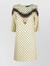 Etro Geometric Floral Embroidered Knee-length Dress In Yellow