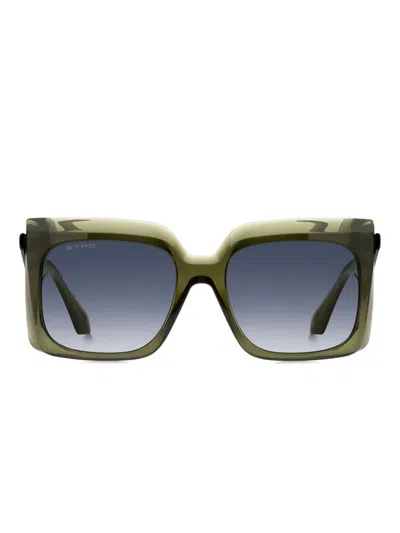 Etro Geometric-frame Sunglasses In Green