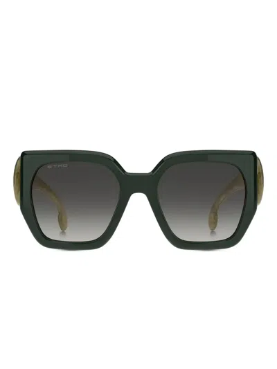 Etro Geometric-frame Sunglasses In Green