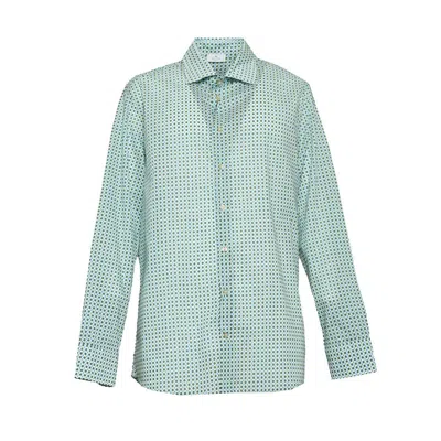 Etro Geometric-print Cotton Shirt In Blue