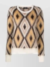 Etro Multicolour Diamond Pattern Sweater With Cozy Texture In Multi