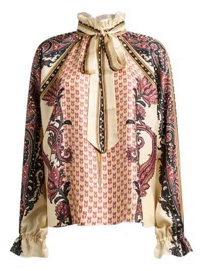 Etro Geometric-pattern Blouse In Neutral