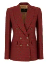 Etro Geometric-pattern Double-breasted Blazer In Red
