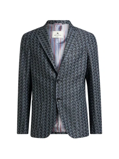 Etro Geometric-pattern Jacket In Gray
