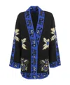 Etro Multicolor Geometric Pattern Jersey Jacquard Coat In Black