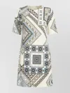 Etro Geometric Pattern Knee-length Dress With Short Sleeves In Black