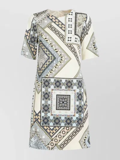 ETRO GEOMETRIC PATTERN KNEE-LENGTH DRESS WITH SHORT SLEEVES