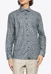 Etro Geometric Pattern Long-sleeved Shirt In Blue