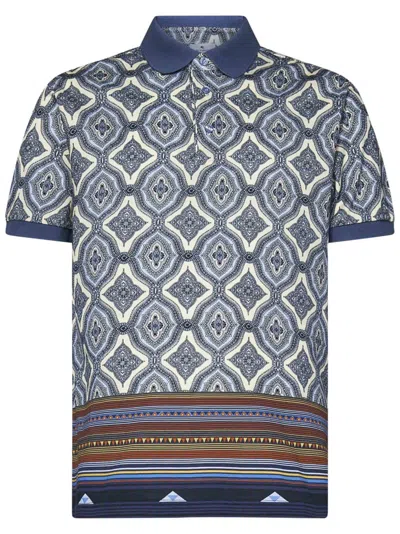 Etro Roma Geometric Pattern Polo Shirt In Blue