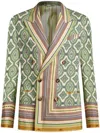 Etro Geometric-print Blazer In Green