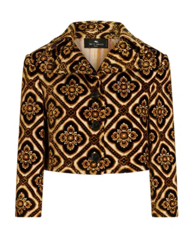ETRO ETRO GEOMETRIC-PRINTED BUTTONED CROPPED JACKET