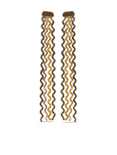 Etro Geometric-print Drop Earrings In Brown