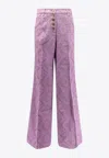 Etro High Waist Flare Fit Wide Leg Jeans In Purple