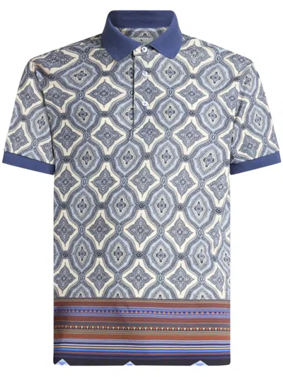 Etro Poloshirt Mit Geometrischem Print In Blau