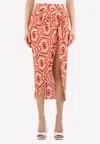 Etro Sarong Skirt With Graphic Print In Orange