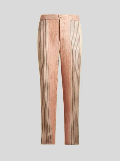 ETRO , STRIPED COTTON JOGGING TROUSERS, MAN, BEIGE, SIZE 56