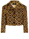 Etro Geometric-printed Buttoned Cropped Jacket In Brown