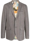 Etro Herringbone Tonal Striped Blazer In Grey