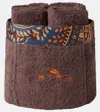 Etro Giano Set Of 4 Face Towels And Basket In Multi