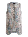 Etro , Jacquard Waistcoat With Floral Paisley Motif, Woman, Multicolour, Size 46 In Blue