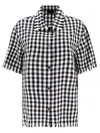 Etro Gingham-checked Short-sleeved Button-up Shirt In Wichy Bianco E Nero