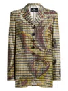 Etro Gingham Floral-print Jacket In Yellow