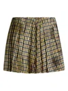 Etro Gingham Pleated Mini Skirt In Brown