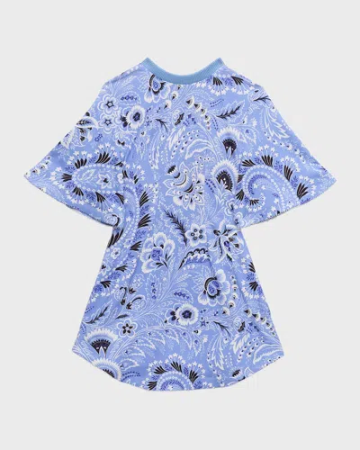 Etro Kids' Girl's Floral & Paisley-print Woven Dress In Blue