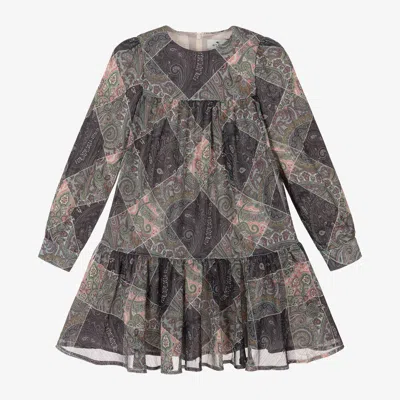 Etro Kids' Girls Blue Paisley Print Organza Dress