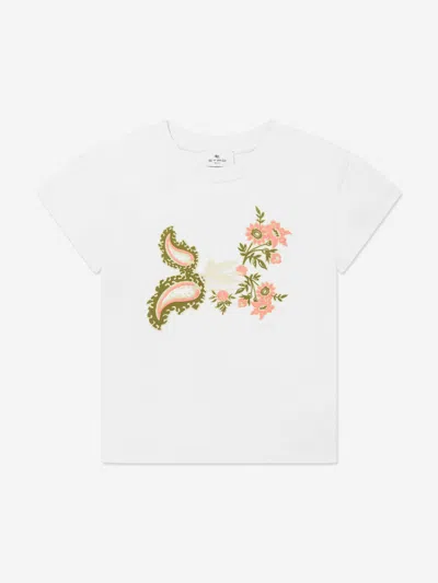 Etro Kids'  Girls Floral Logo T-shirt In Ivory