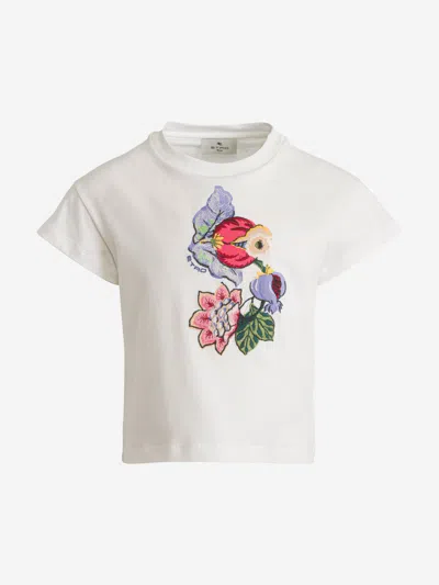 Etro Babies'  Girls Flower Print T-shirt In Ivory