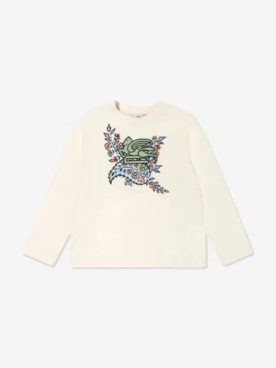 Etro Babies'  Girls Long Sleeve Pegaso T-shirt In Ivory
