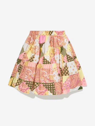 Etro Girls Paisley Patchwork Skirt In Pink