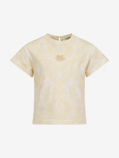 Etro Kids'  Girls Paisley Print Logo T-shirt In Ivory