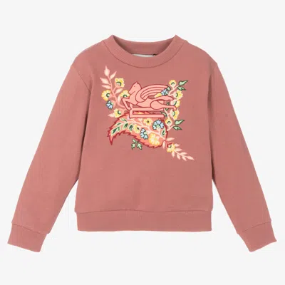 Etro Babies' Girls Pink Cotton Pegaso Logo Sweatshirt In Brown