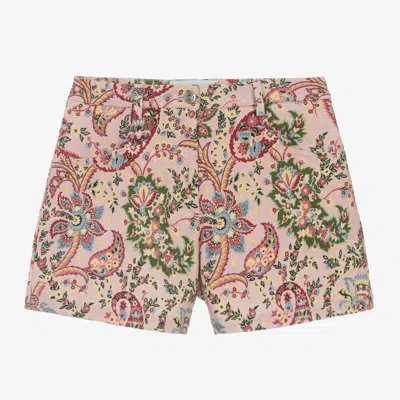 Etro Kids' Girls Pink Paisley Print Twill Shorts