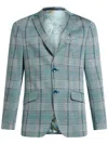 Etro Glencheck-blazer Aus Jersey In Blue