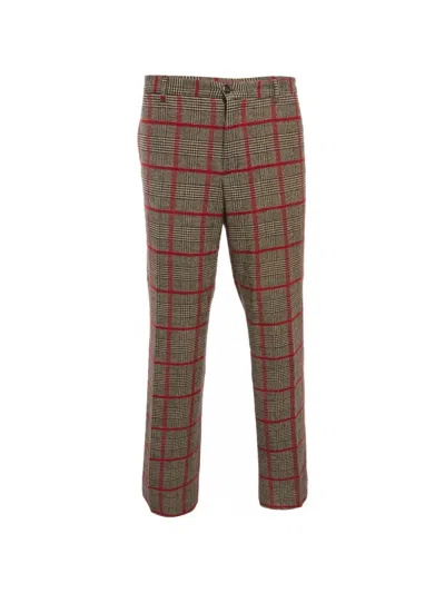 Pre-owned Etro Glen Plaid Straight-fit Trousers In Brown