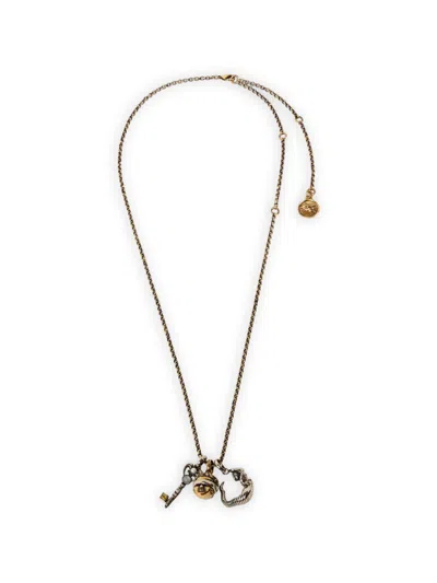 Etro Gold Brass Necklaces In Transparent