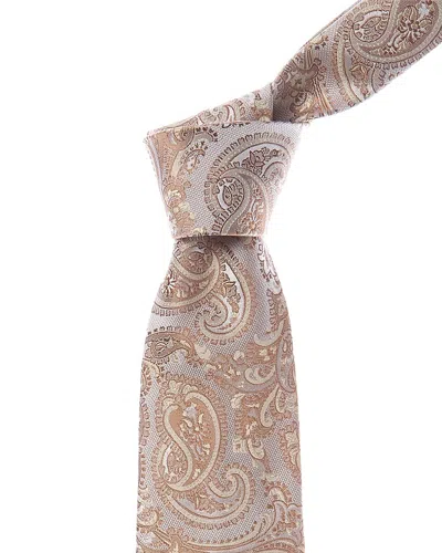 Etro Gold Paisley Silk Tie In Multi