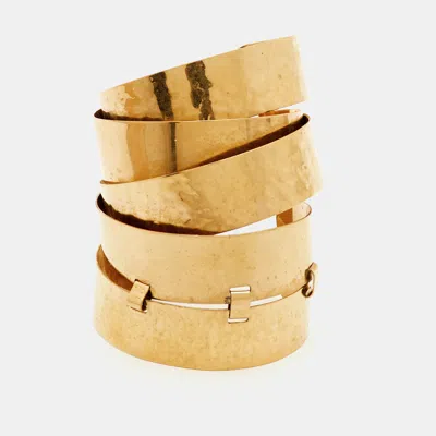 Pre-owned Etro Gold Tone Cuff Bracelet