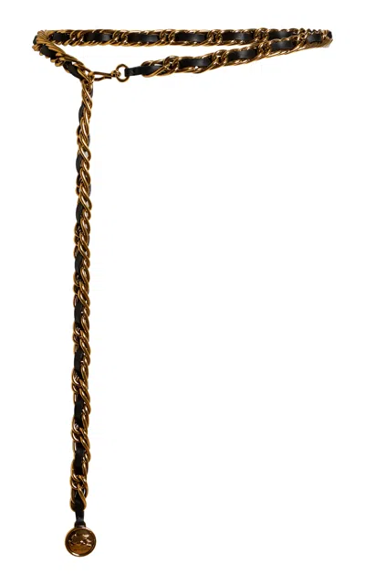 Etro Gold-toned Chain Logo Belt In Black