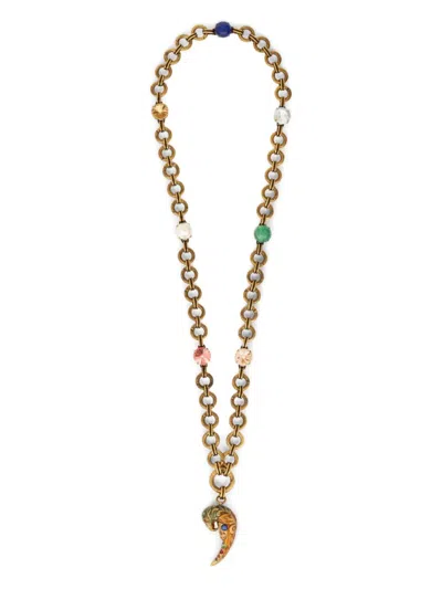 Etro Golden Charm Pendant Necklace In Brown