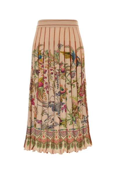 Etro High Waisted Floral Midi Pleated Skirt In Multi