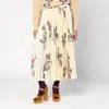 Etro Pleated Midi Skirt With Floral Print In Neutral
