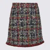 Etro Multicolor Tweed Skirt With Fringed Hem In Red
