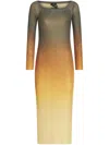 Etro Gradient-effect Ribbed-knit Dress In Yellow
