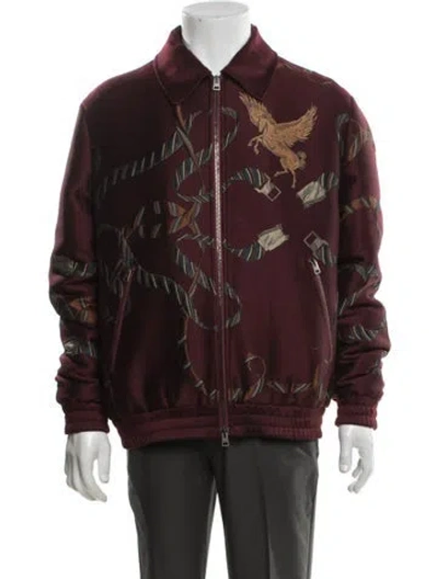 Pre-owned Etro Graphic Print Bomber Jacket In Burgundy